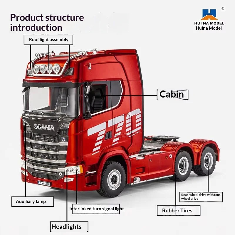 Huina 1/18 19CH RC Truck 1501 770S Tractor Head RC Truck Model Alloy Simulation Remote Control Vehicle Hobby Collectible Model