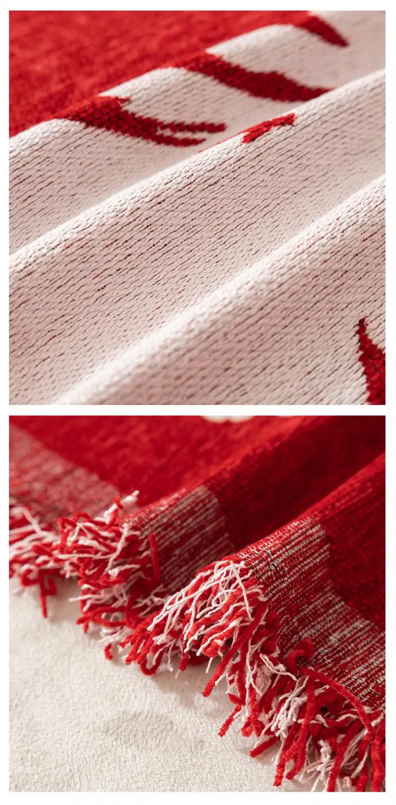 Weihnachtliche Rote Sofadecke Chenille Festliche Wohnzimmerdekoration Sofabezug Bettdecken Beidseitig Verwendbare Bezüge – Detail 6