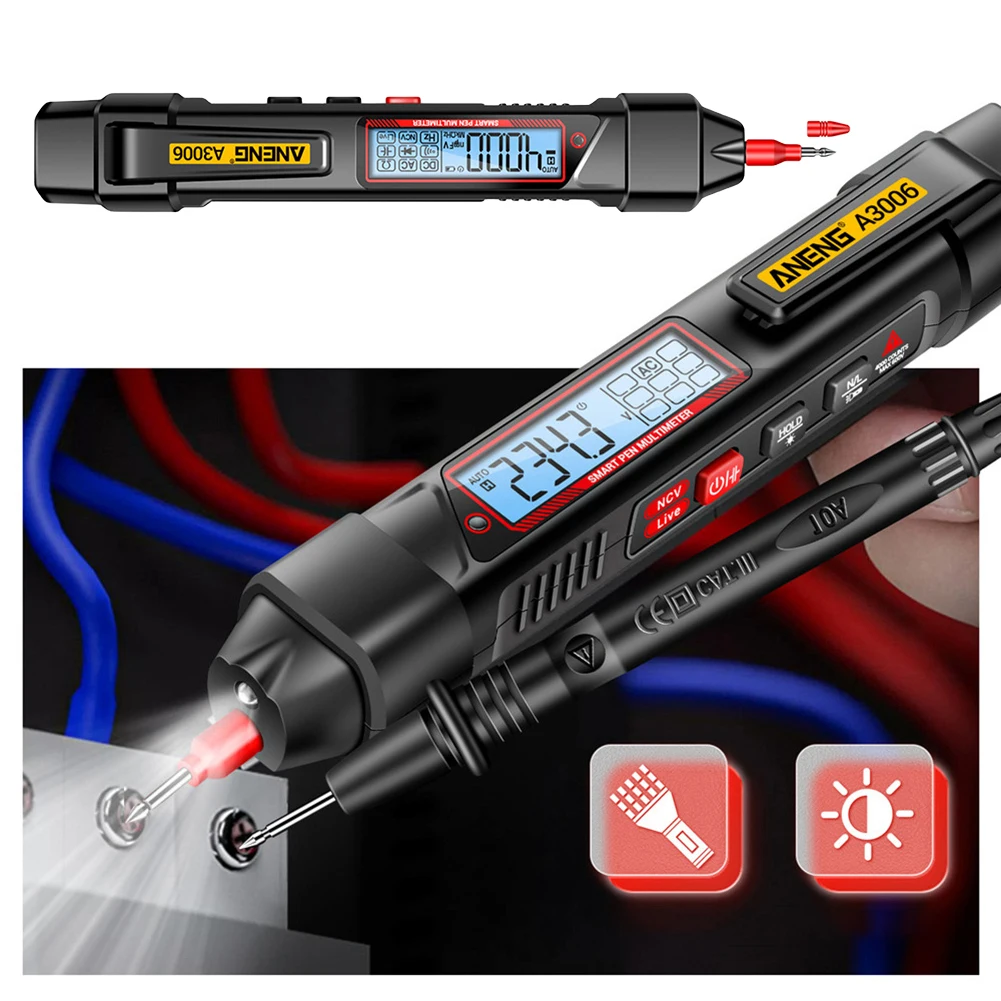 Multimetry ANENG A3006 piórkowy Multimetro cyfrowe profesjonalne testery prądu przemiennego/napięcie prądu stałego eléctrico Ohm Hz detektor linii