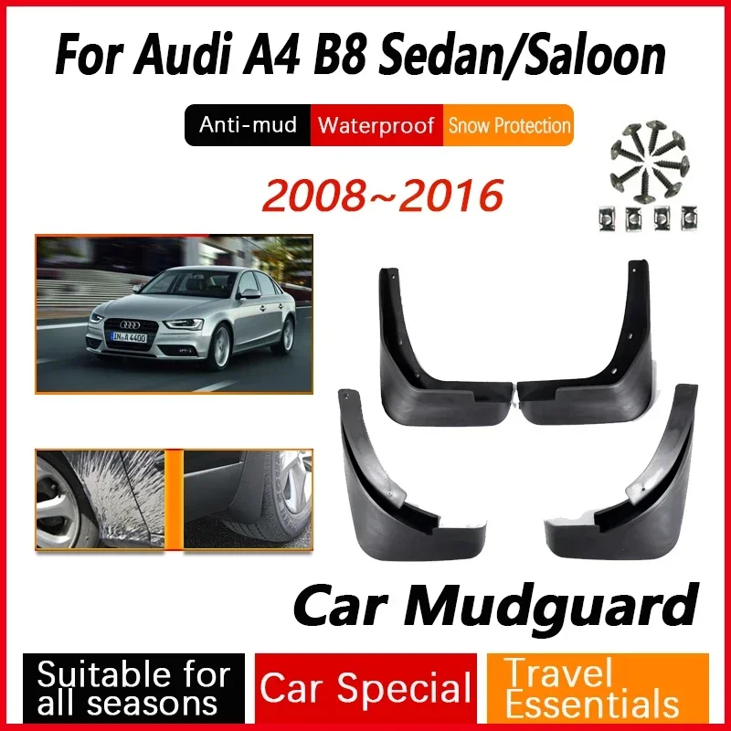 

4PCS Car Mud Guards Fit For Audi A4 B8 Sedan Saloon 2008~2016 Antifreeze Flaps Splash Front Rear Wheel Mudflaps Auto Accessories