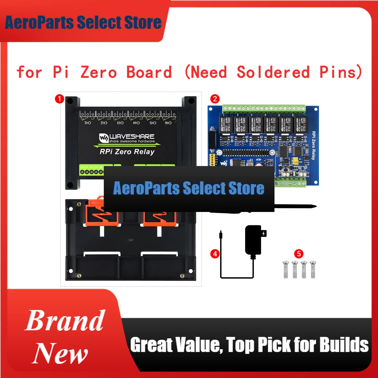 AeroPartsIndustrial 6-Channel Relay HAT Expansion Board For RasPi RPI Raspberry Pi Zero 2 W WH 2W IoT Projects Starter Kit Acces