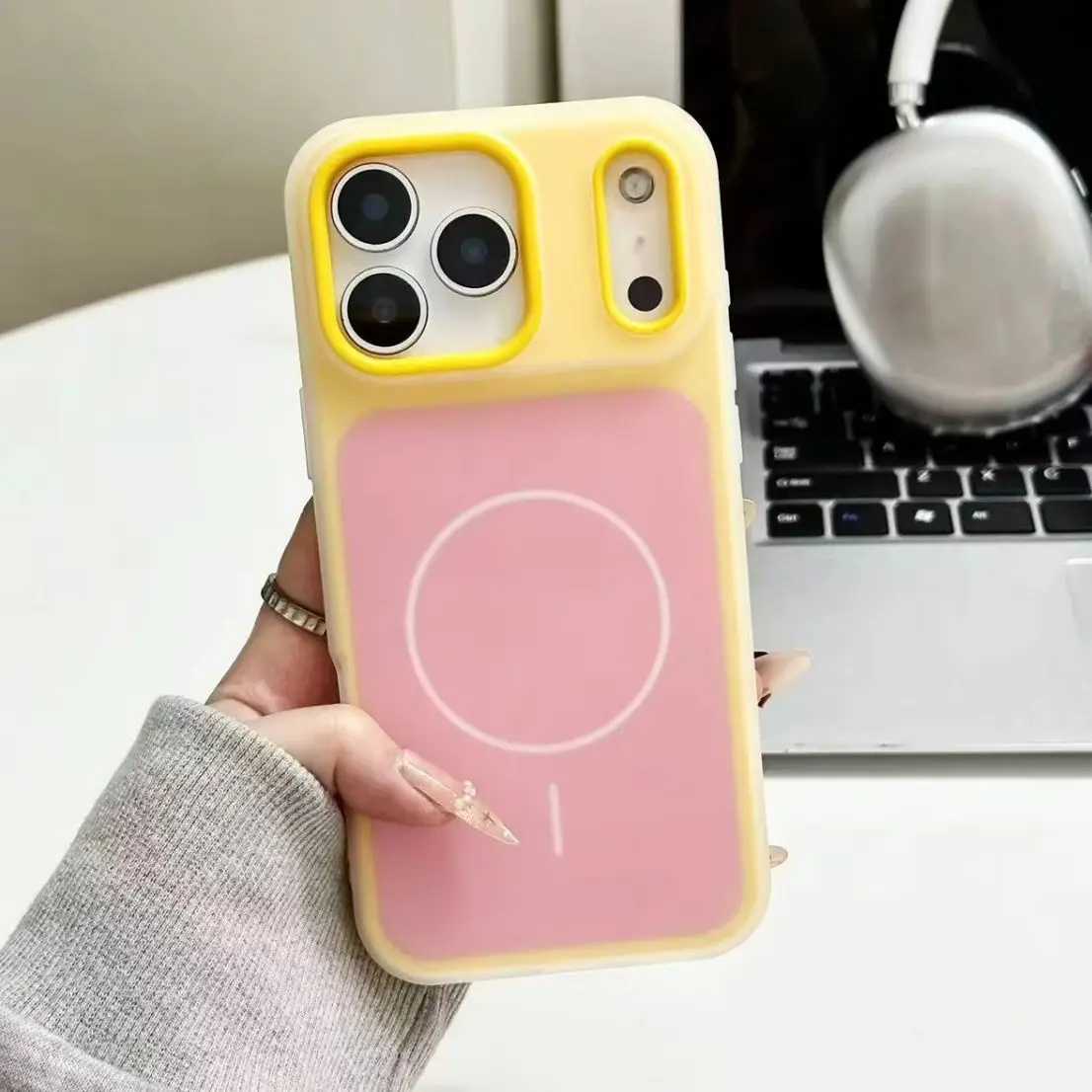 Original Two-Color Candy 2IN1 Magnetic Phone Case For iPhone 17 16 15 14 Plus 13 12 11 Pro Max For Magsafe Wireless Charge Cover