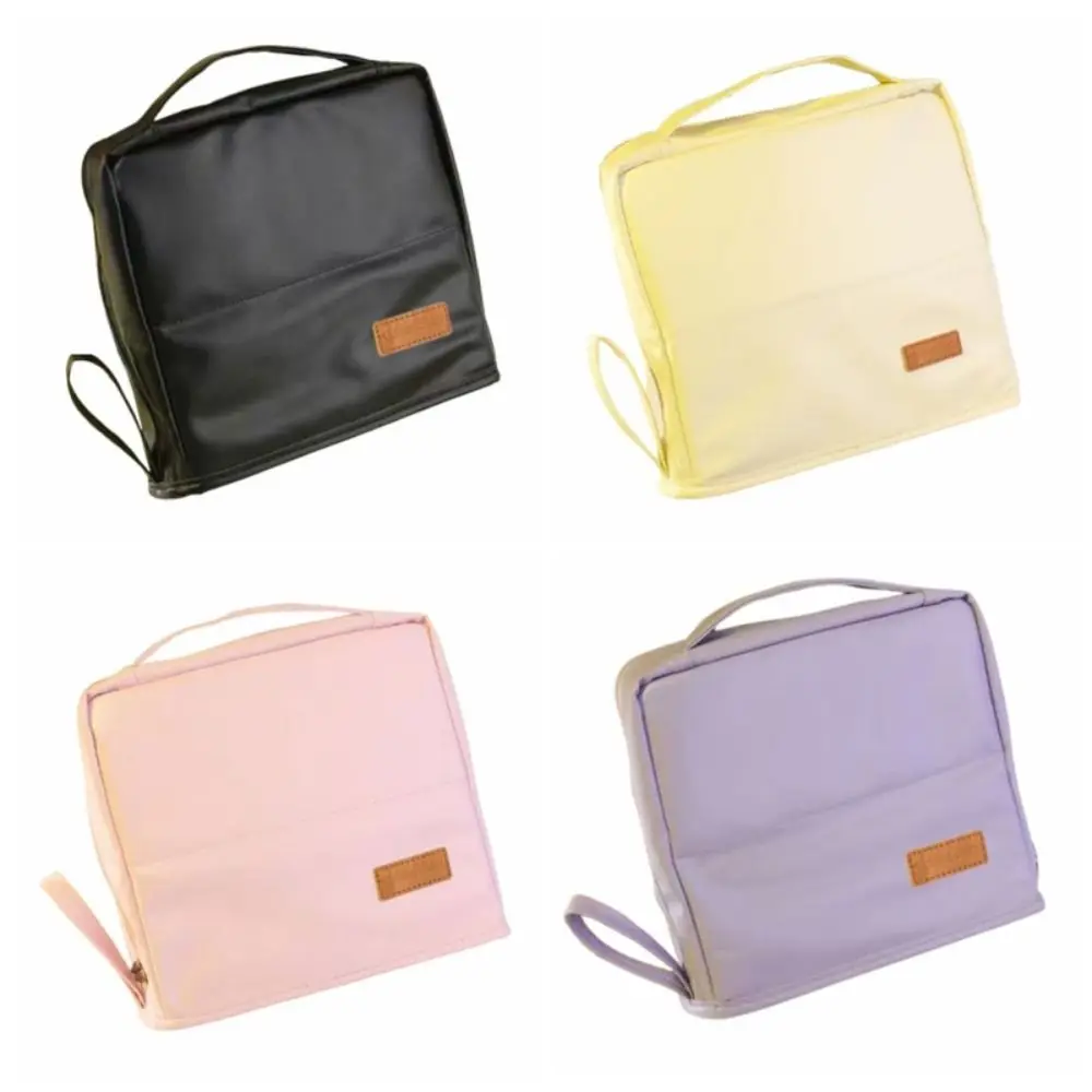 Portable Cosmetics Storage Bag PU Vertical Travel Makeup Organizer Standable Solid Color Vertical Pencil Case Outdoor
