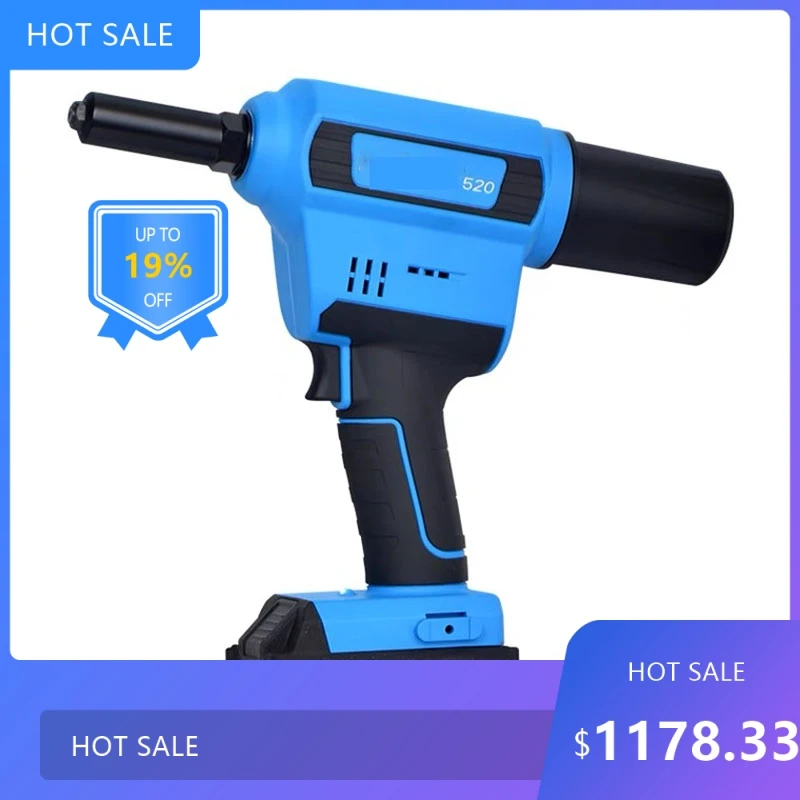 

0729Electric Rivet Gun Power Riveting Tool Automatic Blind Riveter Rivet Nut 1/4" Capacity Steel Aluminum Rivet Ch