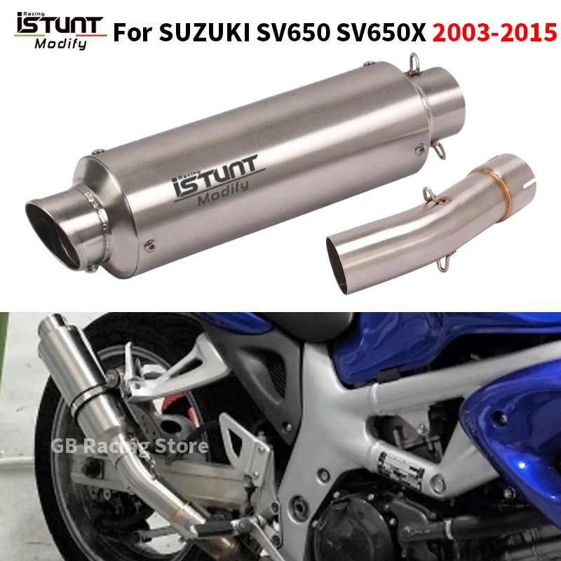 Slip On For SUZUKI SV650 SV 650 2003 - 2015 Motorcycle Exhaust Escape Moto Modify Middle Link Pipe Moto Muffler With DB Killer