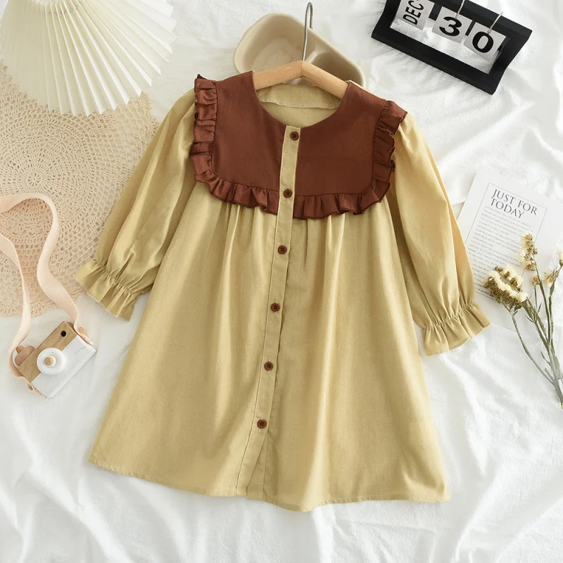 

Spring and Autumn New Long Sleeve Ruffled Dress Loose Cute Girl's Elegant Dress Available for Dropshipping