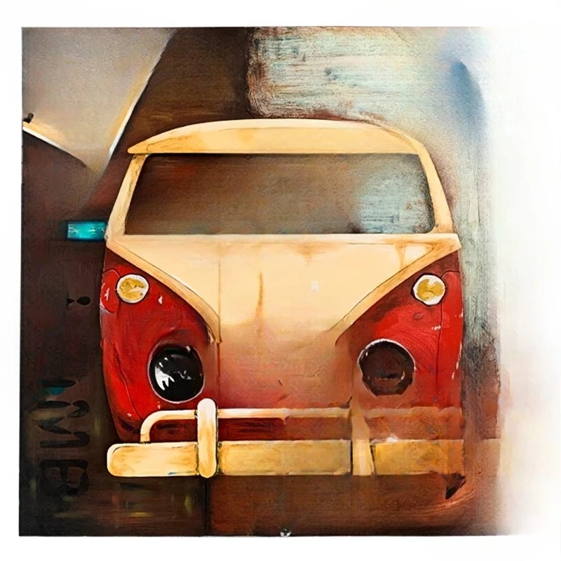 

Retro nostalgic creative 3D bus three-dimensional tin painting wall decoration bar Internet cafe restaurant pendant