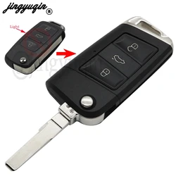 jingyuqin 10 sztuk / partia 3 przyciski Flip Folding Key Shell Dla VW Golf 7 GTI MK7 Skoda Octavia A7 Seat Remote Keyless Fob Case