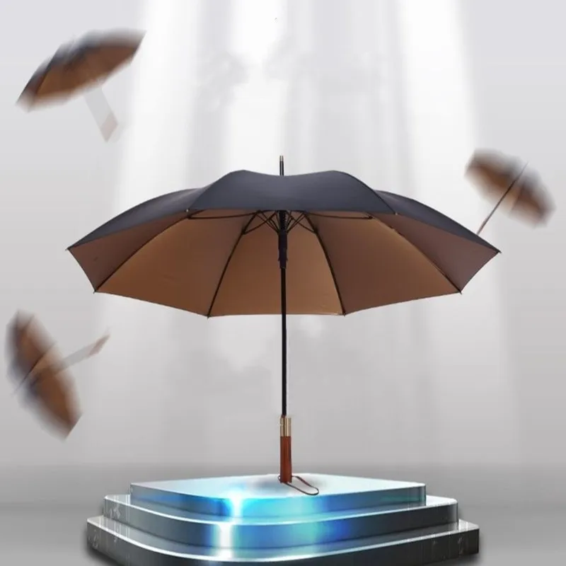 For Rolls-royce Mercedes-benz Black Vinyl Business Luxury Car Umbrella Same Style Solid Wood Long Handle Umbrella