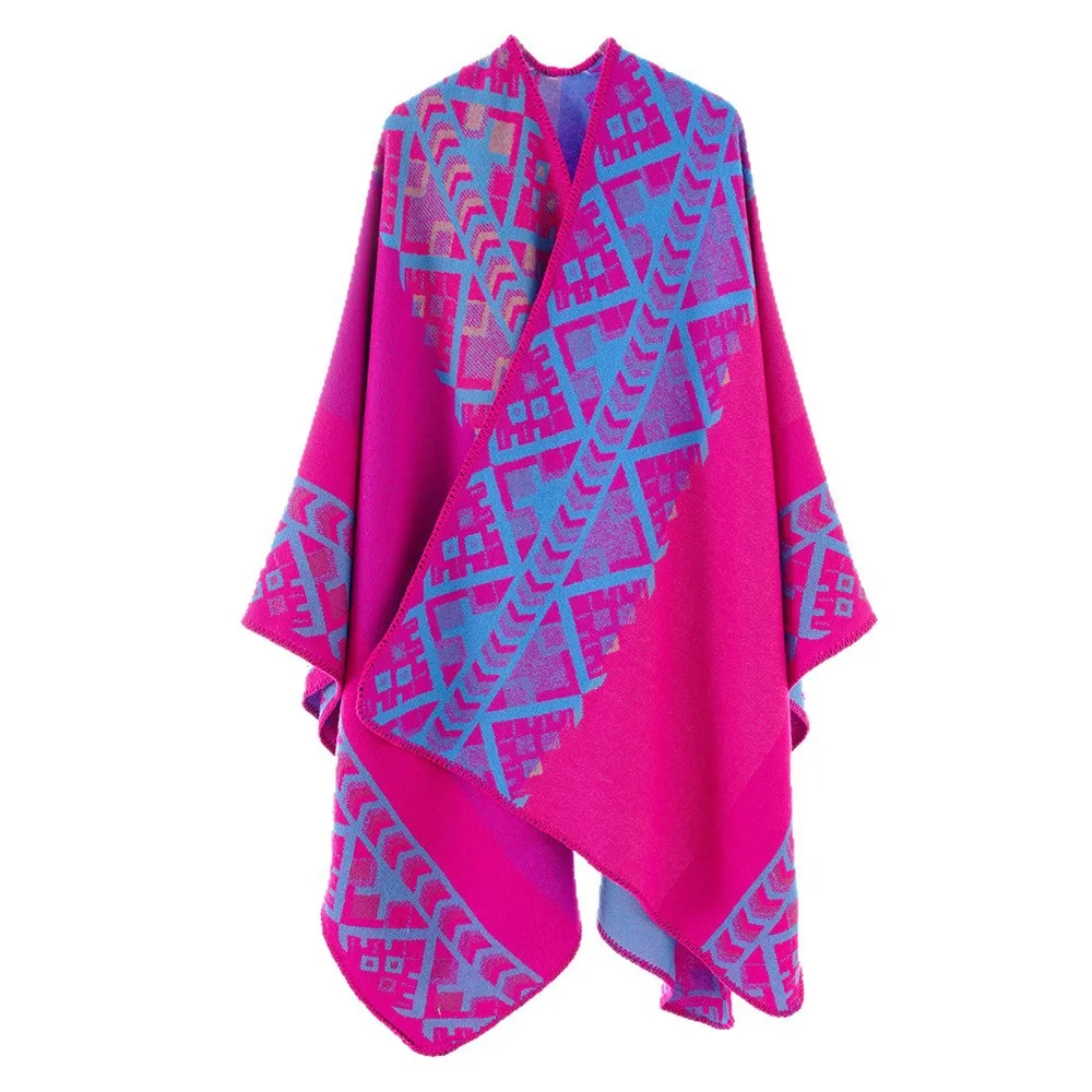 

New Chinese-style Poncho Thickened Women's Autumn/Winter Coat for Travel & Photo Sessions with Outerwear Scarf Cloak P2