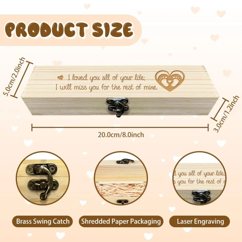 Pregnancy Test Keepsake Box Heart Footprint Wooden Pregnancy Gift Box with Raffia Ribbon and Lock Pregnancy Announcement Gifts