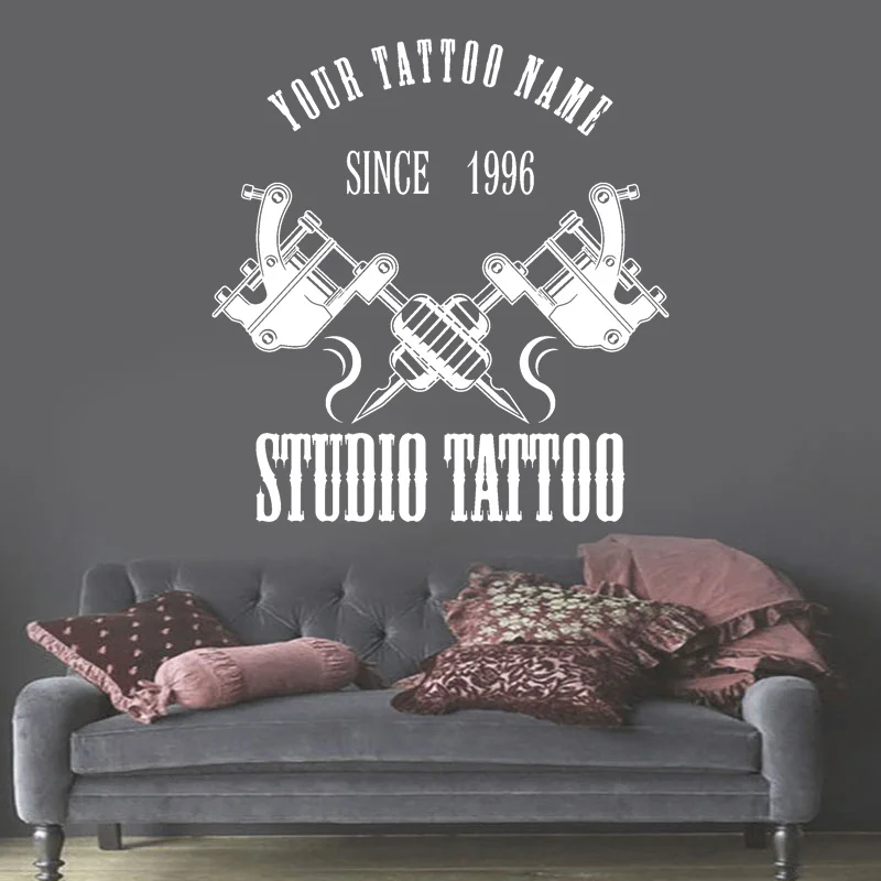 

Personalized Tattoo Salon Shop Name Wall Sticker Vinyl Art Design Custom Tattoos Studio Decoration Door Window Decals Mural G081