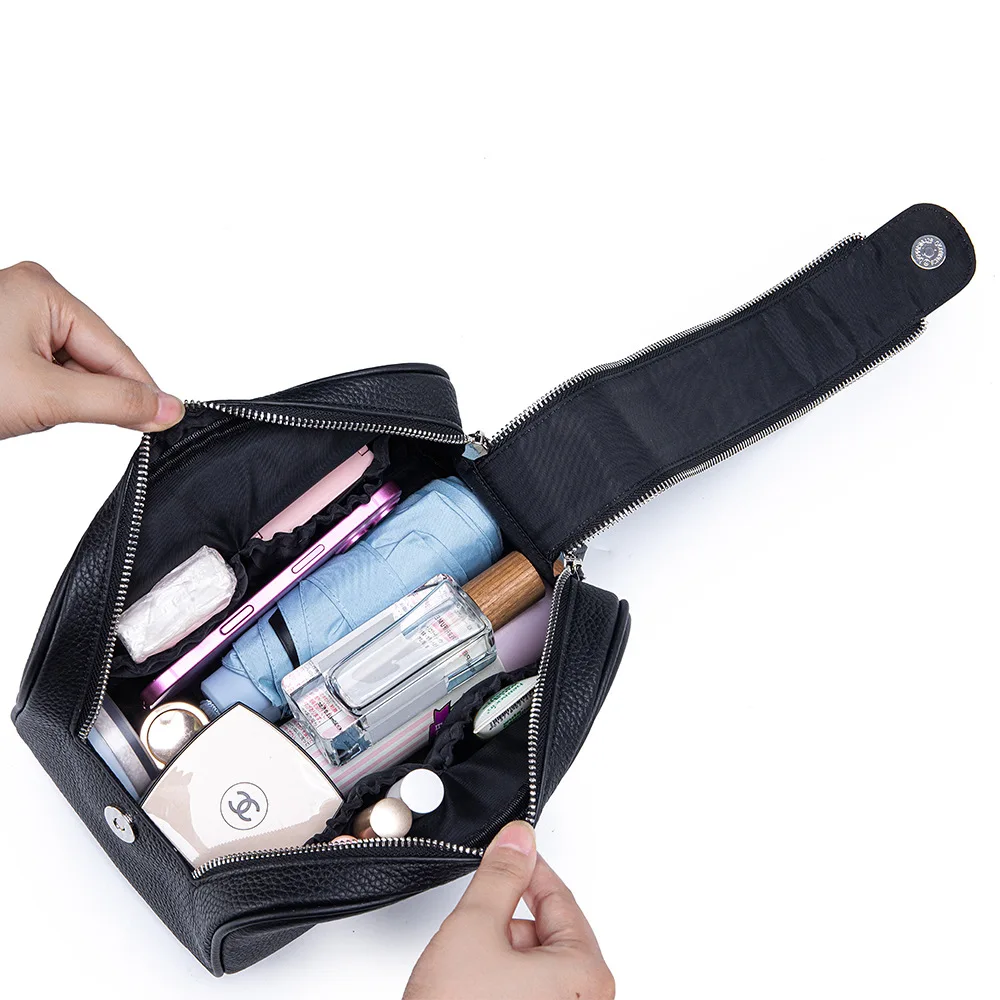 Lady Handbag Cowhide High-End Travel Large Capacity Makeup Bag Genuine Leather Soft Toiletry Bag Luxury Storage Bag For Woman