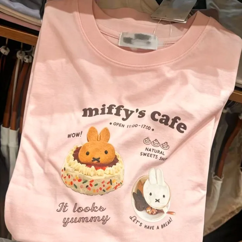 Cartoon Kawaii New Style Summer T-shirt Short Sleeves Trend Loose Thin and Light Leisure Fashion Round Neck GoodLooks Gift Miffy