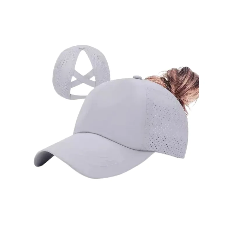 Schnell Trocknende Pferdeschwanz-Baseballkappe Atmungsaktives Mesh Criss-Cross-Rückenteil für Damen Snapback Dad Hat Atmungsaktive Mütze Outdoor Sonnenkappe – Detail 2