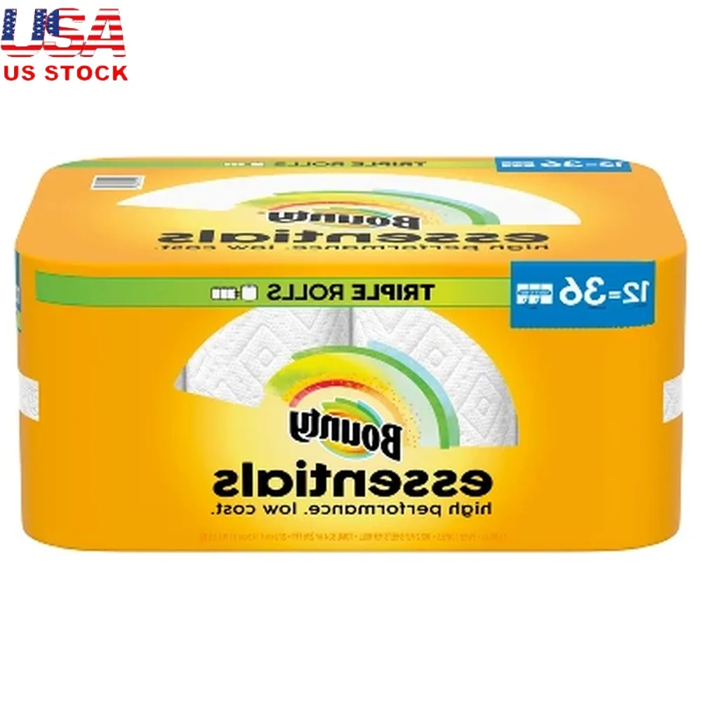 Toallas de papel blancas de alto rendimiento, tamaño Seleccional A, 12 rollos triples, 162 hojas cada paquete a granel, limpieza Ideal de cocina para el hogar