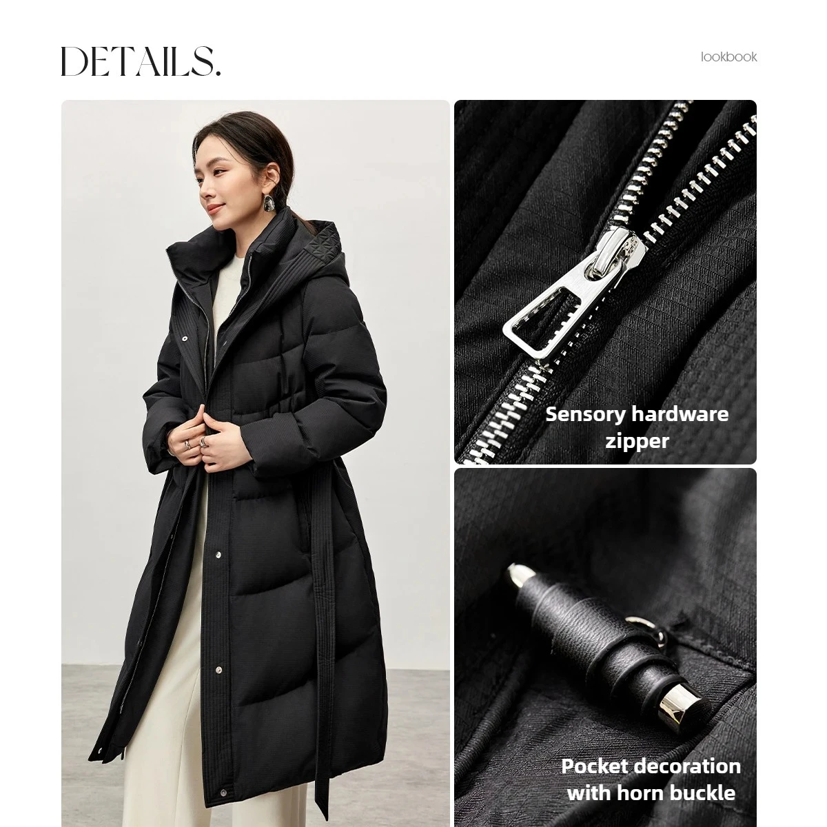 SENTUBILA Lange Unten Jacke Frau Winter Neue Warme Lose Unten Mäntel Spleißen Mit Kapuze Pendeln Outwear frauen Kleidung W44Y57030