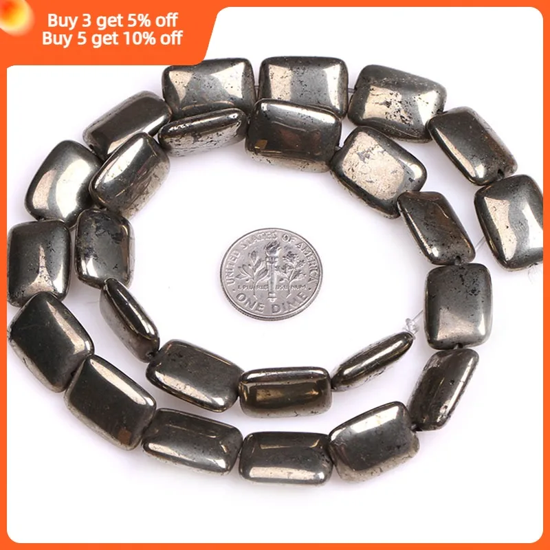 Natural Stone Pyrite Rectangle Beads For Jewelry Making DIY Loose Bracelet Necklace Strand 15 inch