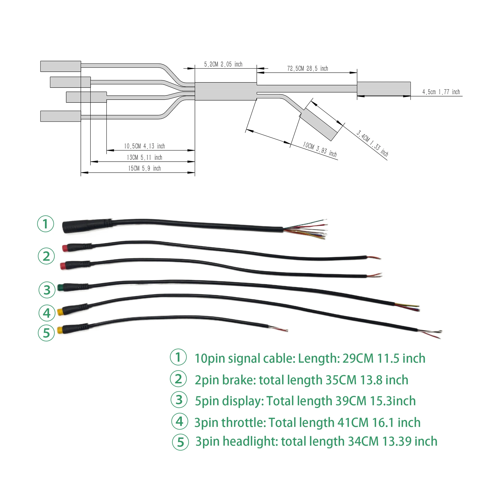 EBKE Electric Bicycle Ebike Common Controller Conversion Waterproof Wire Cable DIY 1T5 Throttle Brake Display Headlight