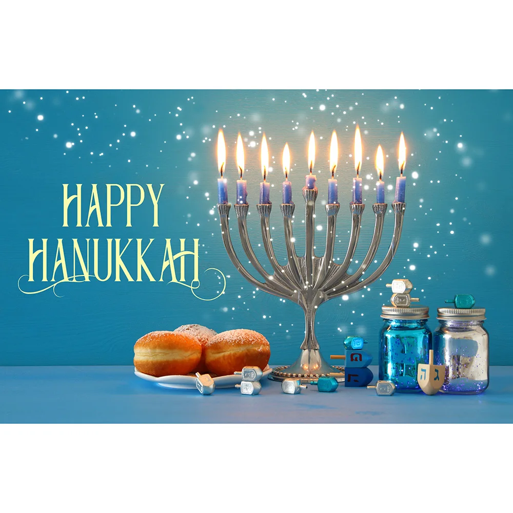 Hanukkah Backdrop Chanukah Dreidels Photography Background Israel Party Decor Cake Table Banner Glitter Bokeh Photo Booth Poster