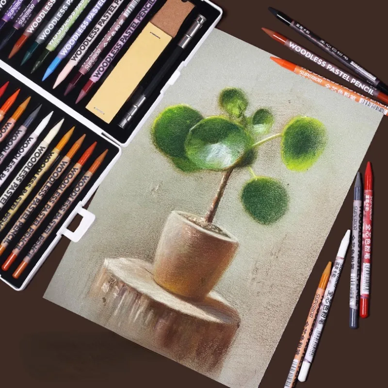 Imagem -06 - Full Core Lápis de Carvão Conjunto Grau de Artista Estudantes de Arte Pintura ao ar Livre Esboço de Detalhe 24 Cores