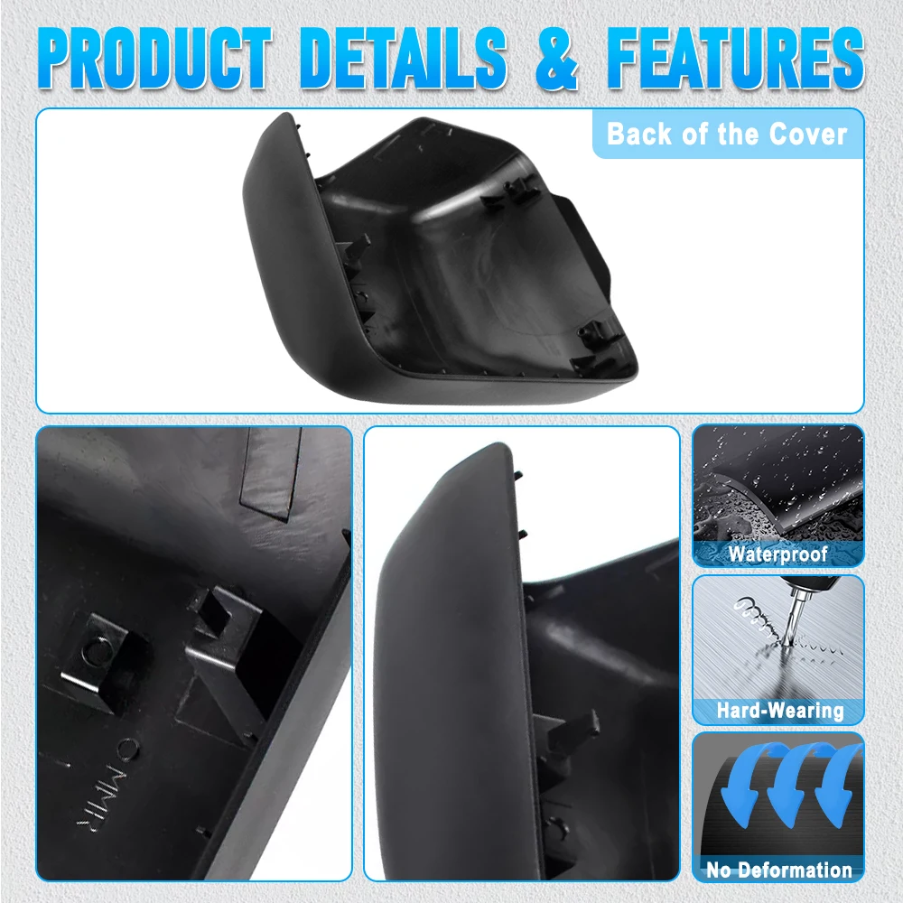 الجانب الأيمن الأيسر مرآة الرؤية الخلفية غطاء غطاء ل جيب رانجلر JL 2018 2019 2020 2021 2022 2023 68361960AA