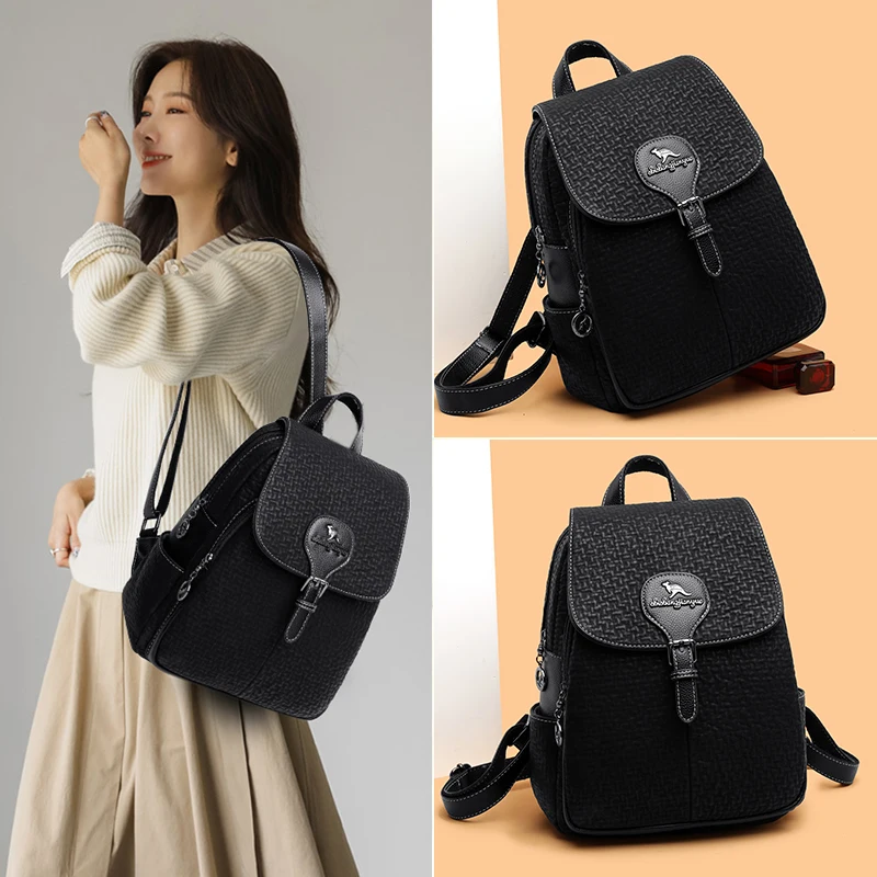 New Luxury Multifunction Vintage Women Backpack High Quality Female Back Pack Ladies Shoulder Bag Ladies Leather Travel Backpack