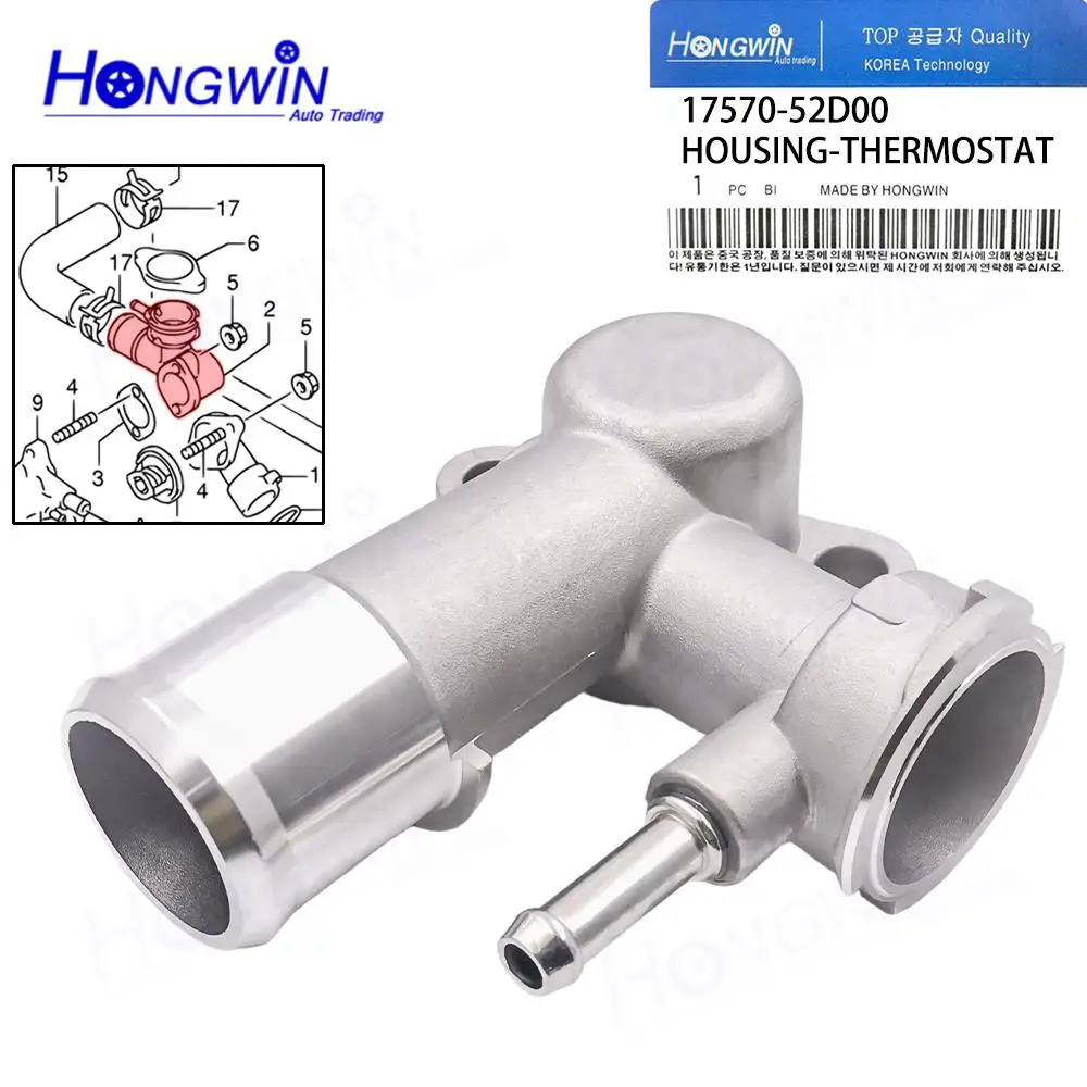1PC 1757052D00 17570-52D00 Coolant Thermostat Housing Radiator Water Outlet For SUZUKI GRAND VITARA 2006-2010 XL-7 2004-2006