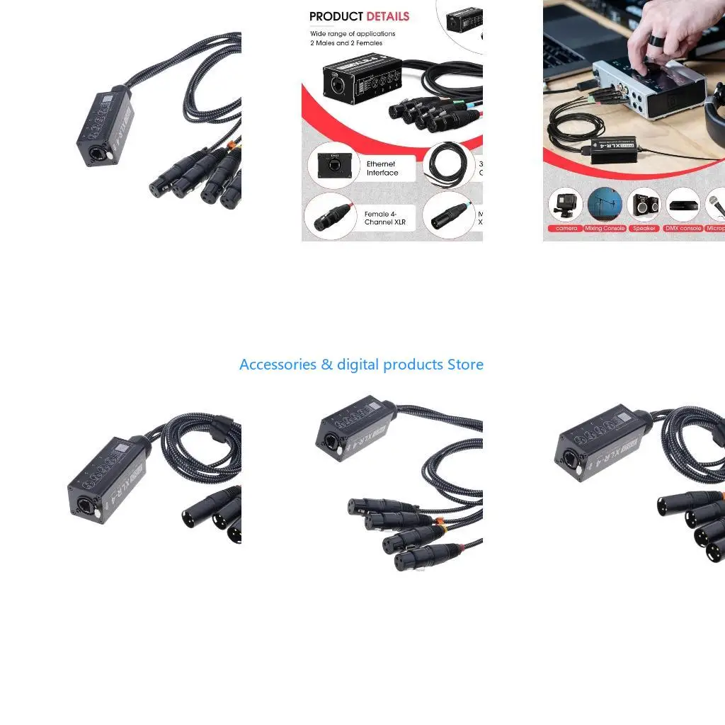 77JD 4 Channel 3Pin Networking Cable Recording Studio for Stage Sound Lighting