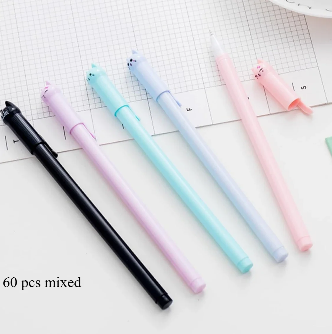 60 Pcs Wholesale Cute Cat Gel Pens for Office Student Stationary Writing Supplies Back To School