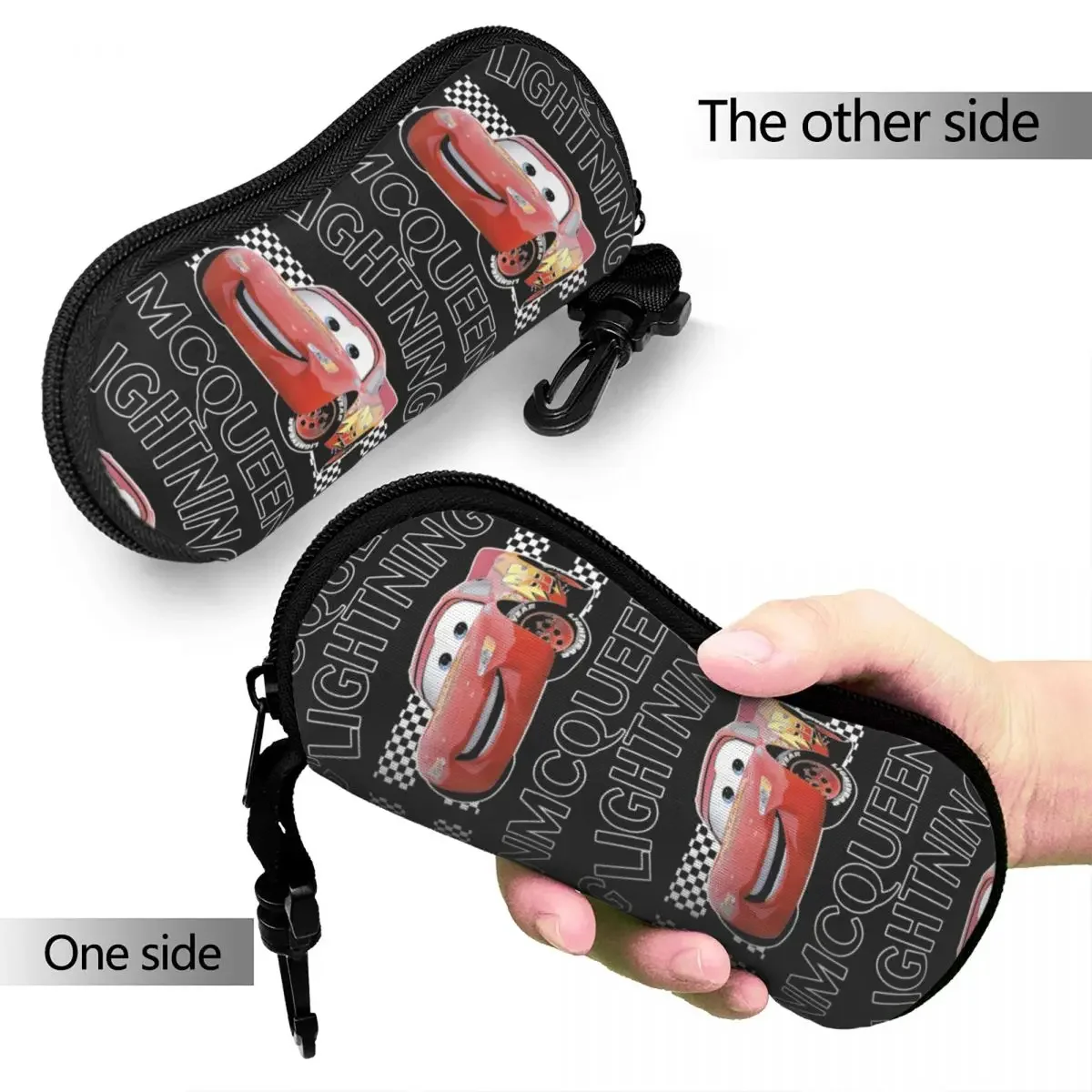 Lightning McQueen Cars Glasses Case Anti-Fall Zipper Cartoon Glasses Storage Box Print Eyeglasses Box