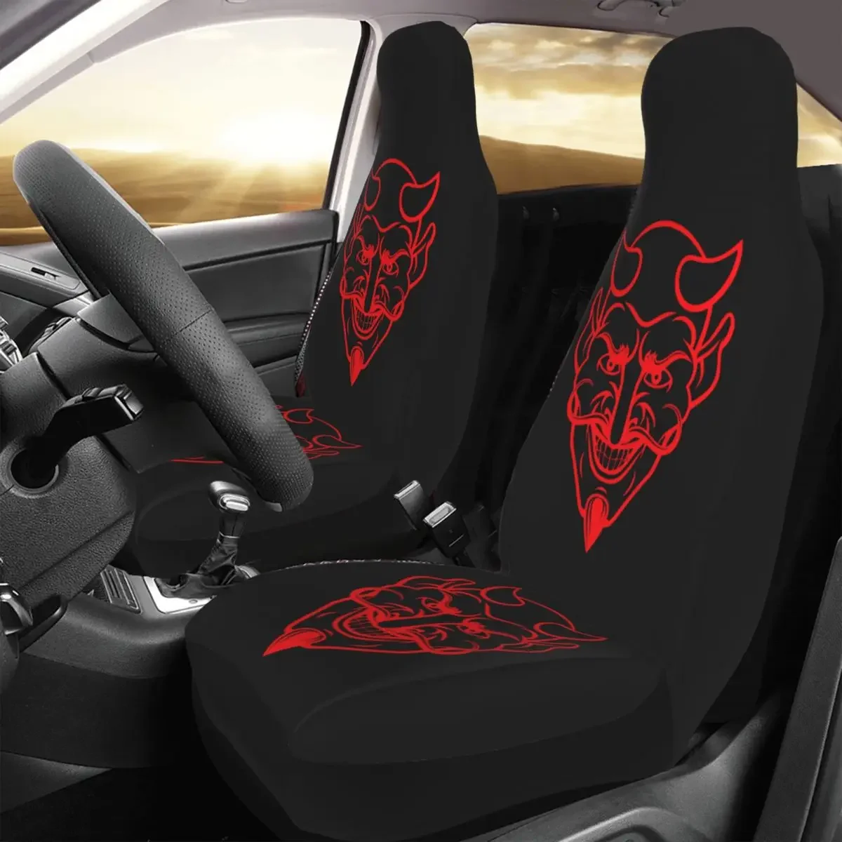 Demon:devil With Horns Smiling Car Seat Cover Custom Printing Universal Front Protector Accessories Cushion Set