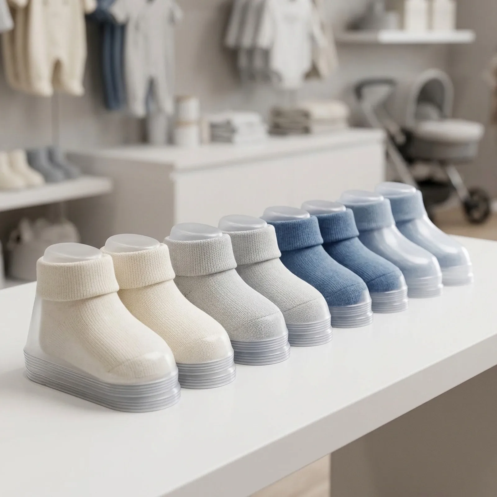 10pcs Clear Plastic Baby Booties Display Sock Holders Designed for Showcasing Baby Shoes and Socks Made from PVC