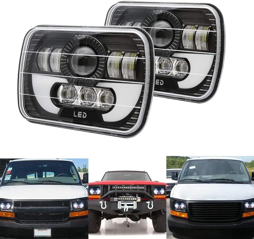 

Прямоугольные фары 120 Вт, 7x6 дюймов, H6054 H5054, совместимые с грузовиками и внедорожниками GMC, Ford, Chevy, Nissan