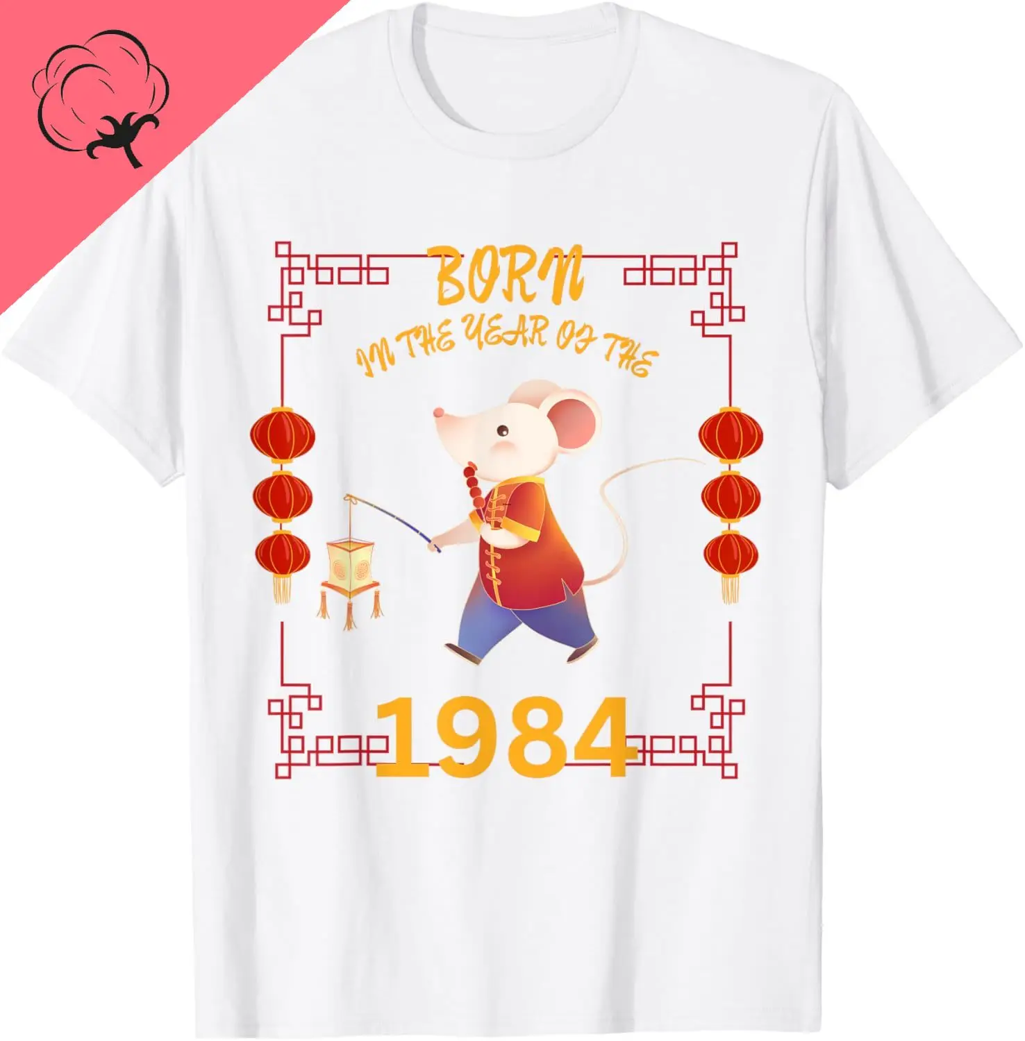 Born in The Year of The Rat 1984 Chinese New Year Zodiac T-Shirt Kawayi Casual Y2k Cotton Tee ROpa Hombre