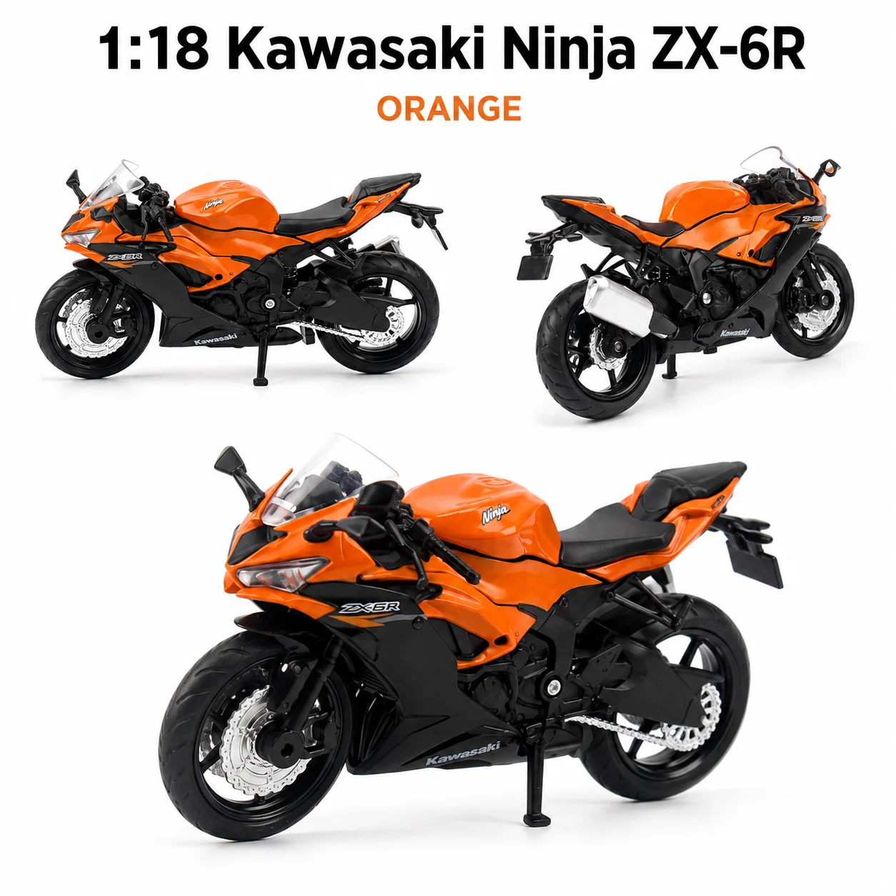 RMZCiTY 1:18 Kawasaki Ninja ZX-6R Toy Motorcycle Diecast Miniature