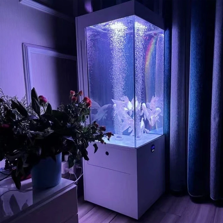 Wholesale new large curved living room goldfish tank glass wall landing ecological aquarium fish tank