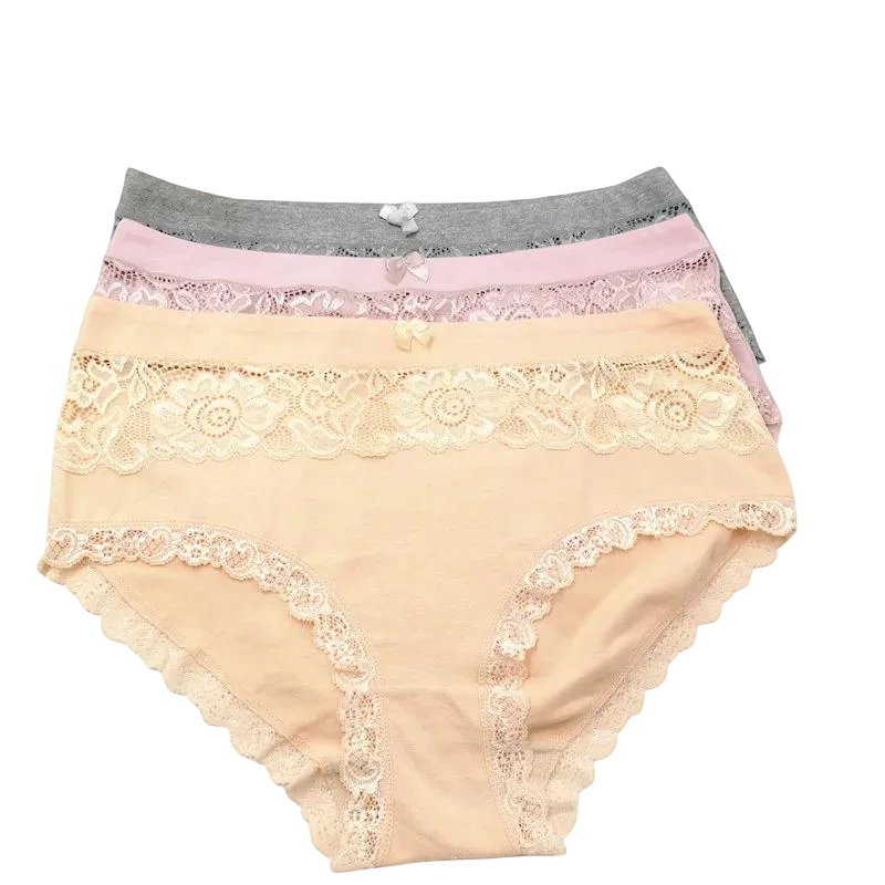 Women\'s Panties Breathable Cotton Underwears Plus Size  Big Size Sexy Lace Lingeries Hollow Flowers Knickers Briefs