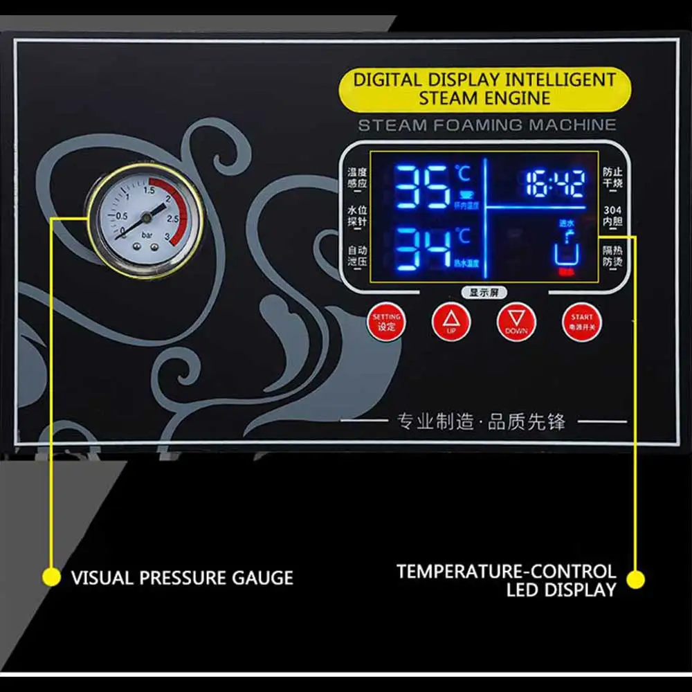 Máquina de ebulição a vapor de água, batedor de leite comercial, aquecimento de temperatura constante, máquina de vapor de água