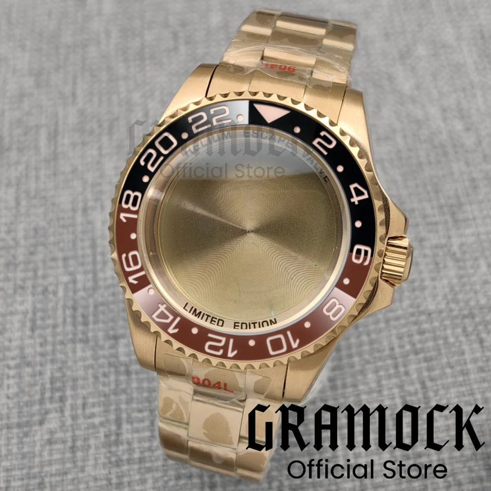 

Gramock 44MM Rose Gold NH34 NH35 ETA2824 PT5000 Men's SEA Homage Diving Watch Case Strap With Ceramic Bezel Sapphire Glass Back