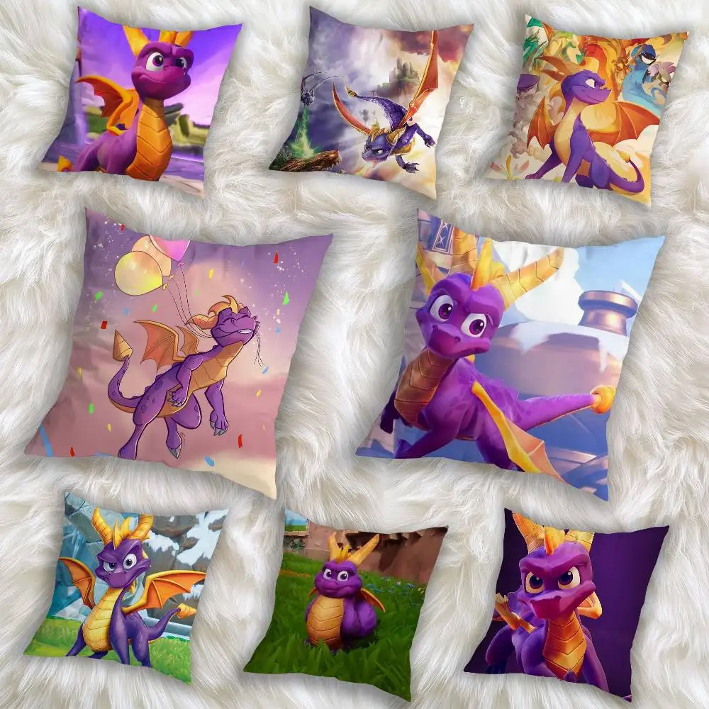 

S-Spyro R-Reignited TrilogyS Pillow Case Anti-dustmite Pillowcase Invisible zipper silky short plush Sofa cushion cover