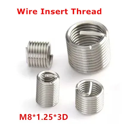 100pcs M8*1.25*3D Wire Thread Insert , M8 Screw Bushing , stainless steel Wire Screw Sleeve Thread Repair