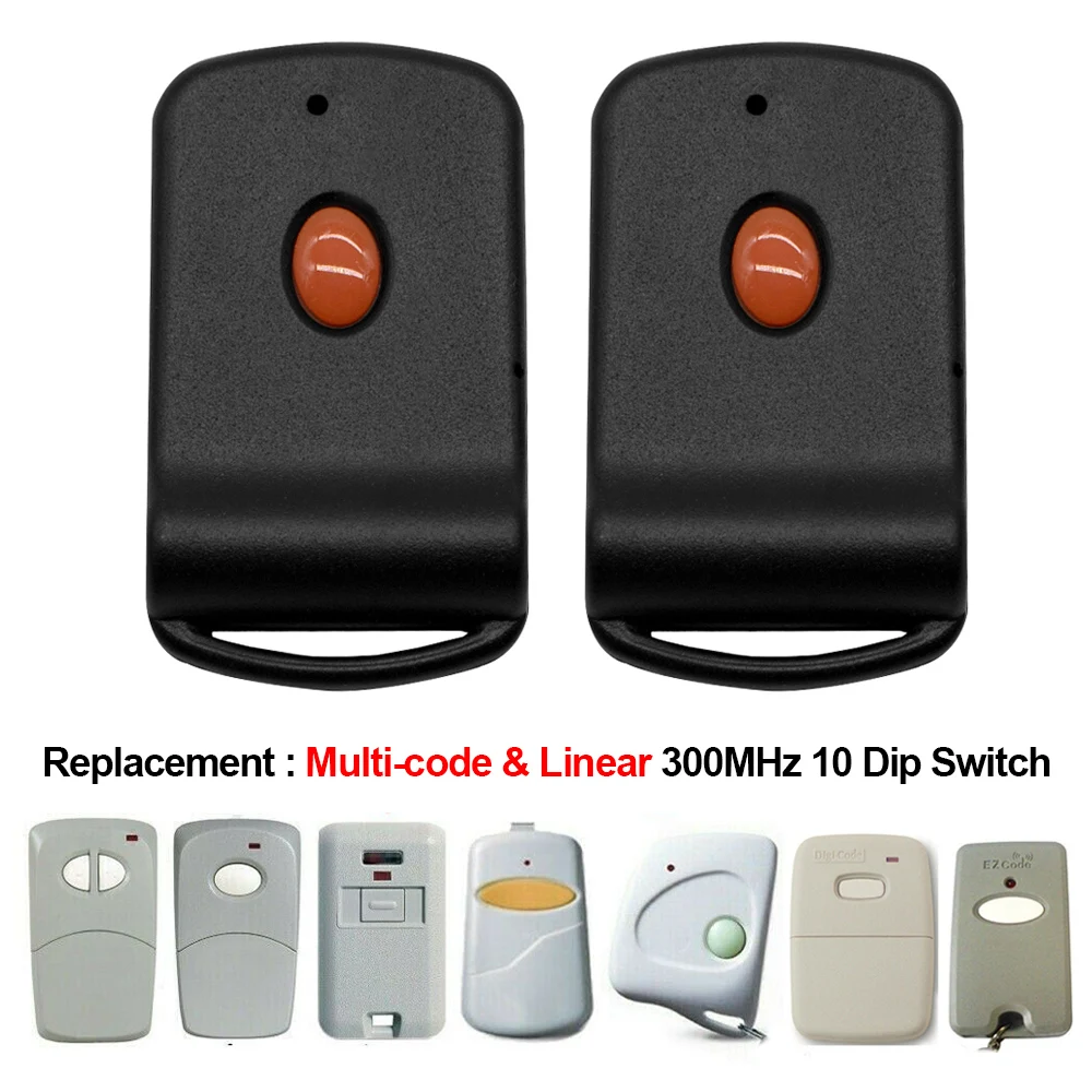 2pcs For 3060 3089 Multi Code 10 Dip Switch Garage Door Remote Control Transmitter 300 MHz Multi-Code 308911