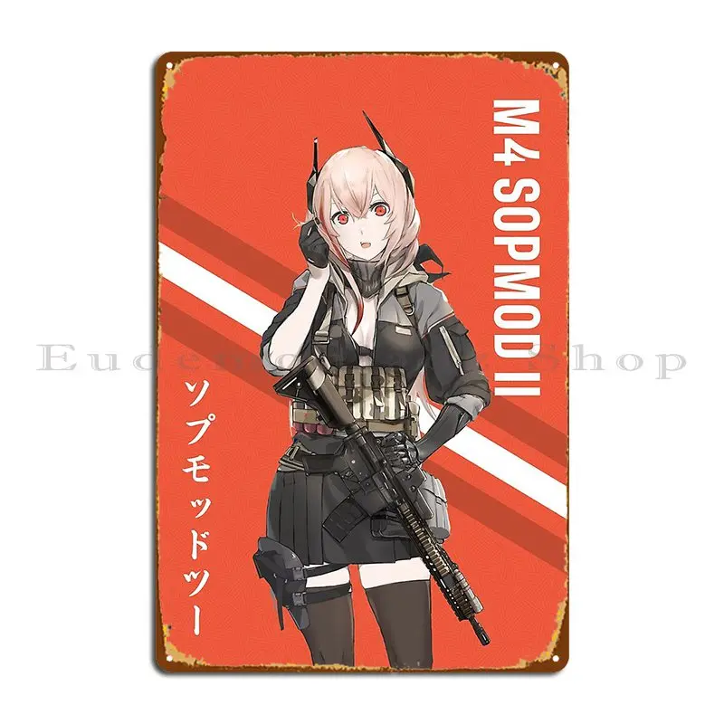 M4 Sopmod Ii Girls Frontline Metal Plaque Poster Create Garage Party Club Pub Print Tin Sign Poster