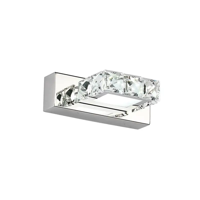 6W Bathroom Light Luxurious Crystal Square Fixtures Led Bath Vanity Wall Sconces Light Bedroom Hallway Sconce Indoor Wall Lamp