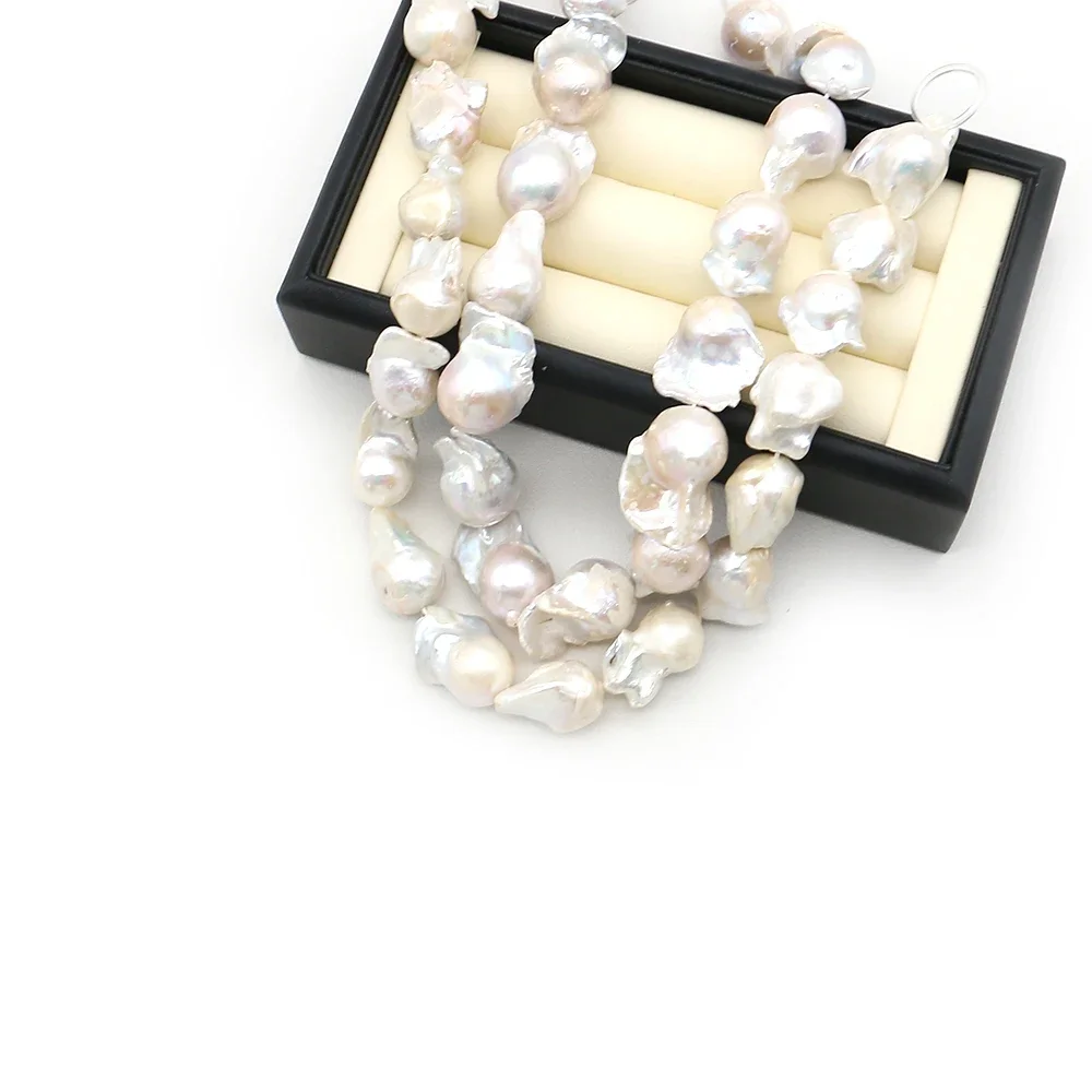 White Natural Baroque Pearl Large Tail Loose Bead 20x26/16x23mm Irregular Shape Freshwater Pearl Straight Hole Jewelry Accessory