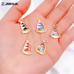 15pcs Enamel Charms For Jewelry Making Supplies Sailboat Pendants DIY Handmade Earrings Bracelets Accessories