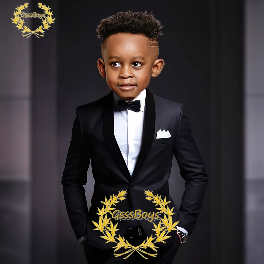 Boys Suit 2-16 Years Old Jacket Pants Vest 2 Piece Set Wedding Tuxedo Kids Formal Party Clothes Customized Color