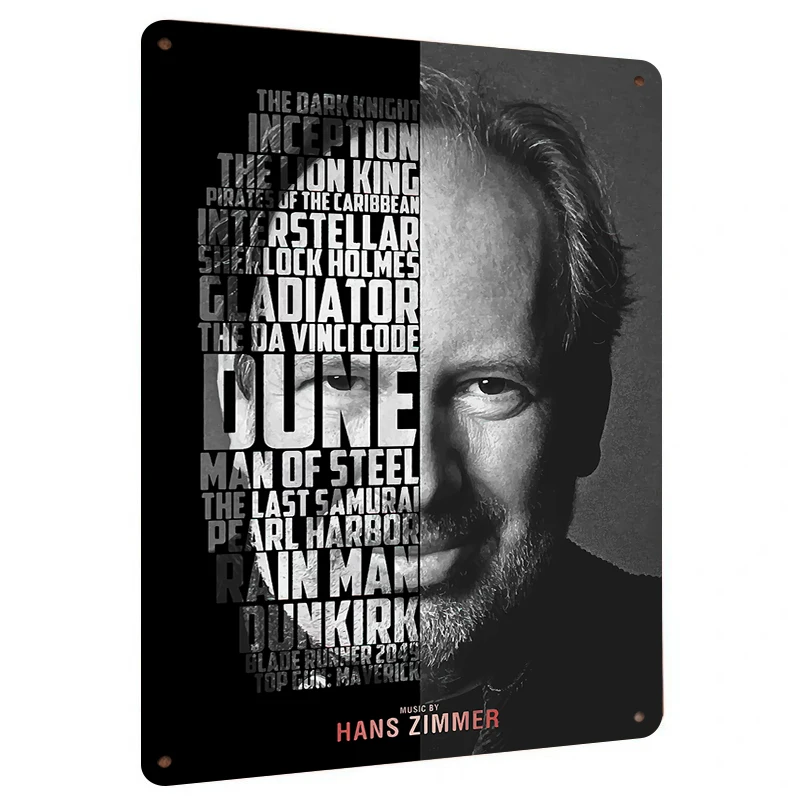 Hans Zimmer Film Score Composer Portrait Metal Wall Art Home Decor Musician Poster