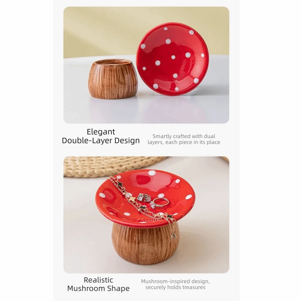 Mushroom Shape Mushroom Storage Tray Decorative Space Saving Ceramic Key Catchall Smooth Surface Multi-functional